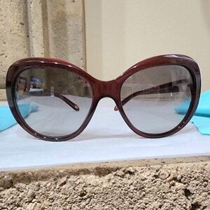Tiffany& Co. Burgundy/Gray Gradient Semi-Cat Eye Sunglasses(TF 4122) NO CASE